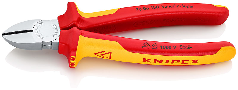 Kliješta sjekača 180mm bočna kromirana VDE izolirana (62HRc) KNIPEX