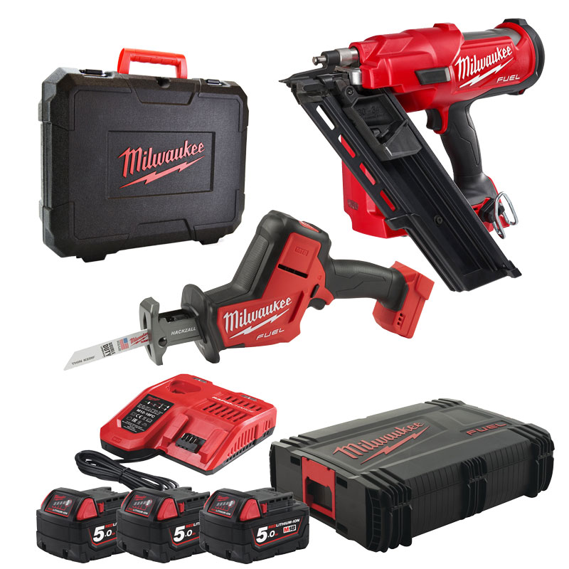 MILWAUKEE  M18 FNNHZ-503X Aku čavlerica i recipročna pila sa 3 x 5 Ah baterije