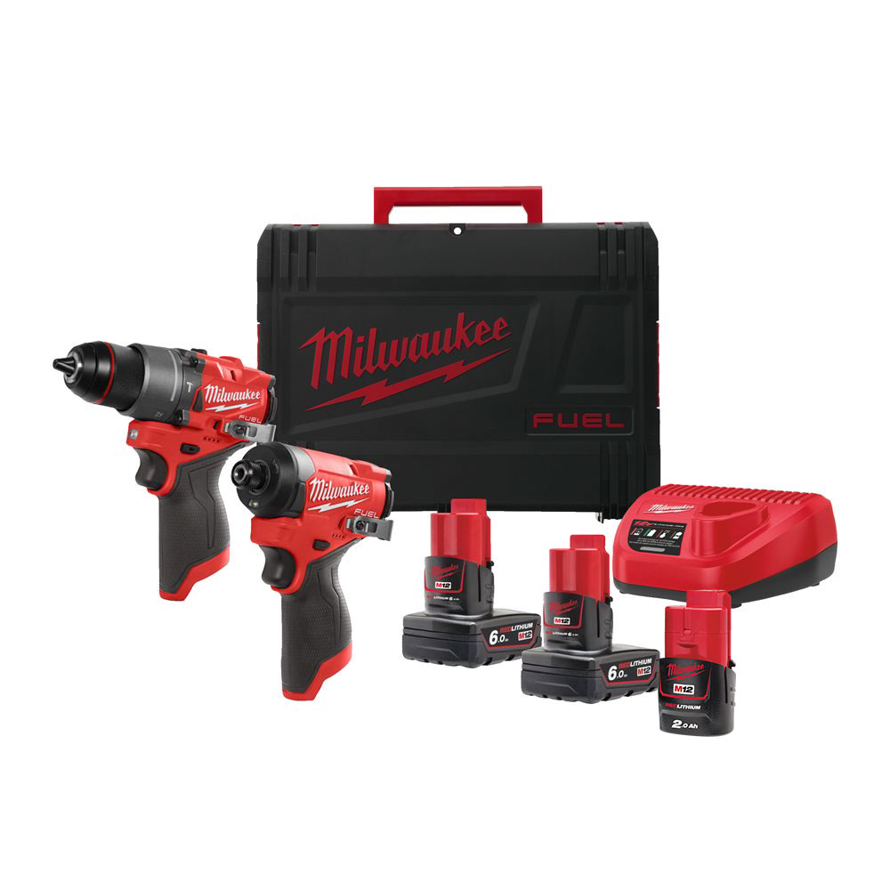 MILWAUKEE M12 FPP2A2-602X Set aku udarna bušilica i odvijač 1/4", 6kt sa 3 baterije