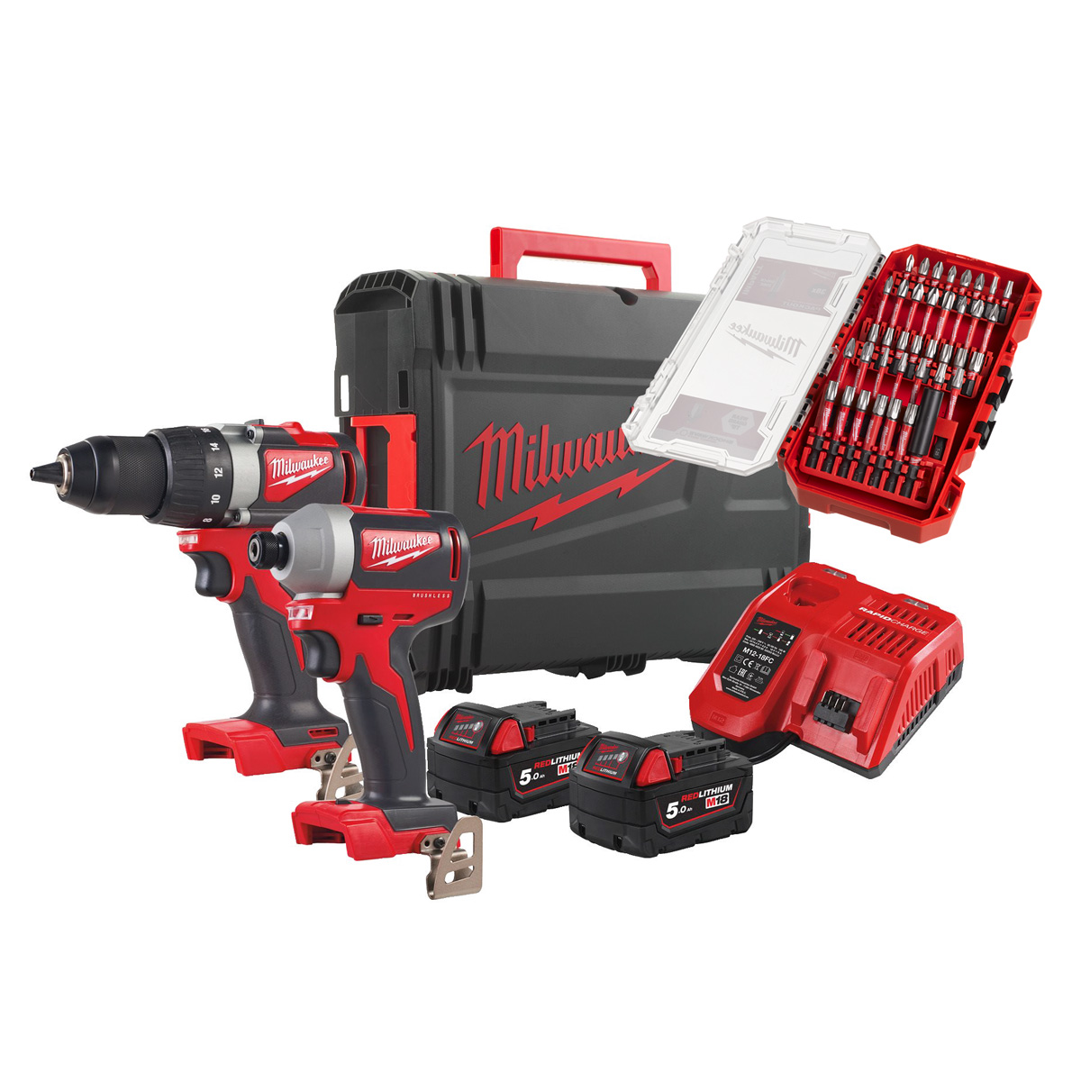 MILWAUKEE M18 BLPP2B2-502X Set aku bušilica i odvijač 1/4" 6 kt sa 2 x 5 Ah baterije